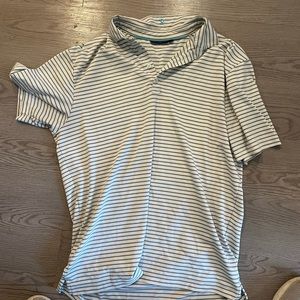 Devereux striped Golf polo - grey and white